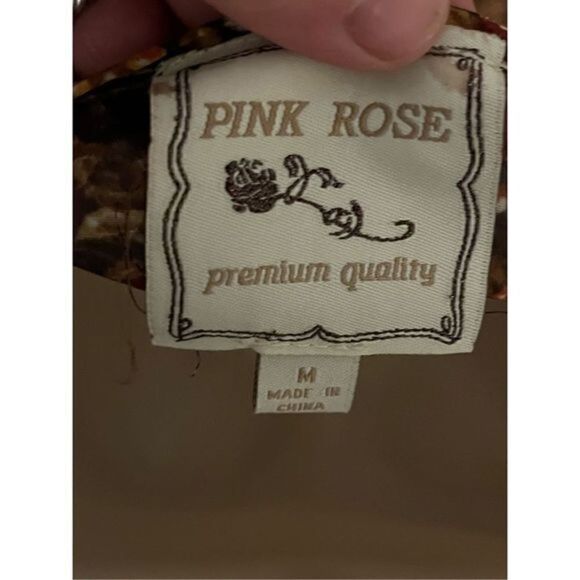 Pink Rose Rayon Brown Floral Long Sleeve Top. Size Medium - Picture 2 of 6